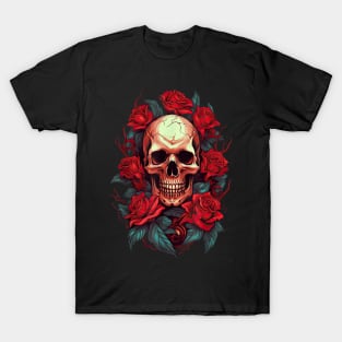 Rose Skeleton - Skull Hand Red - Flower rose T-Shirt